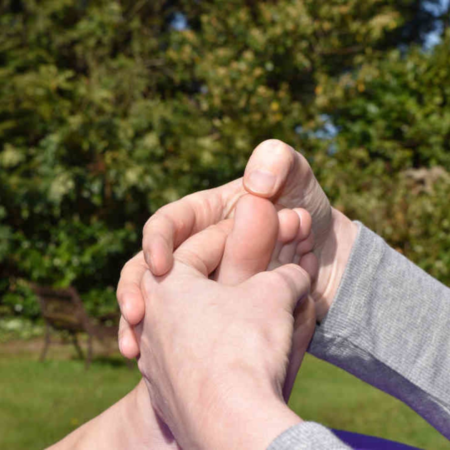 Carolyn practicing reflexology 